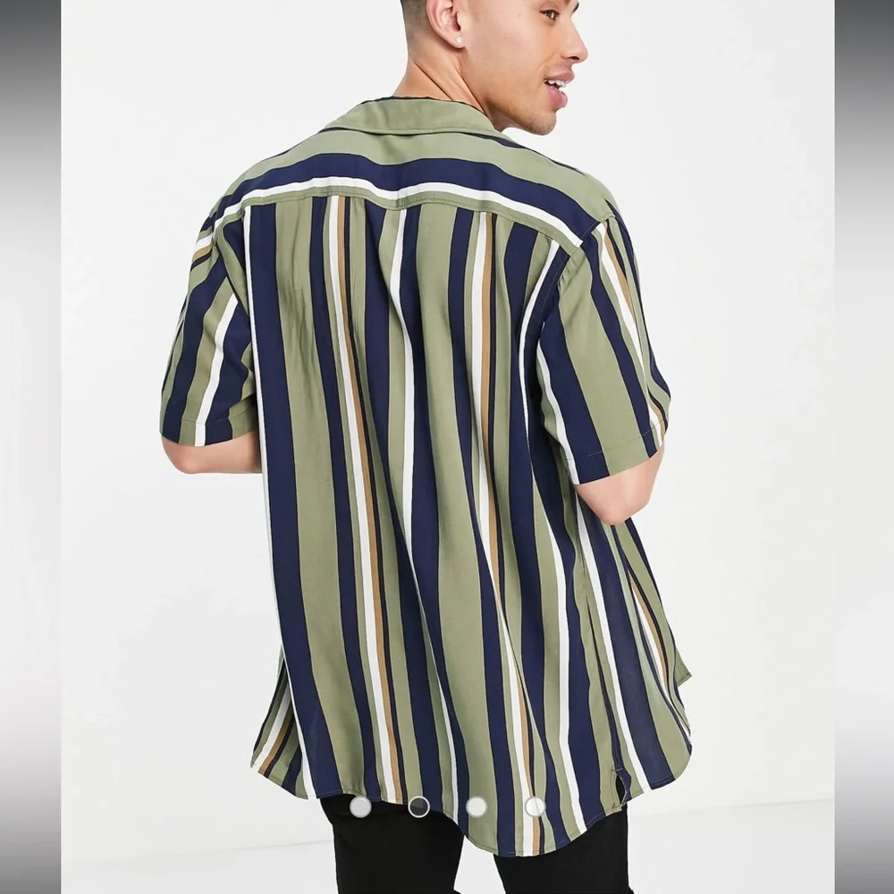 ASOS Selected Homme vertical stripe shirt with revere collar size M